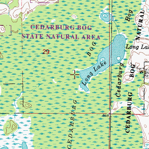 Topographic Map of Cedarburg Bog, WI