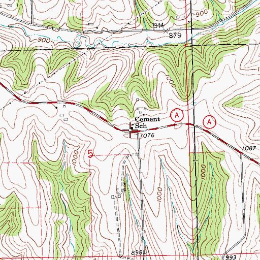 Topographic Map of Cement School, WI