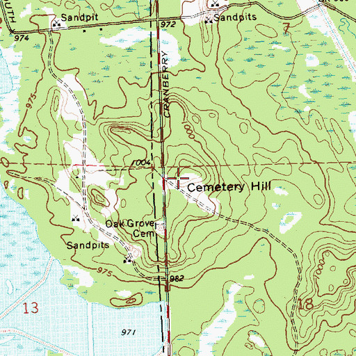 Topographic Map of Cemetery Hill, WI