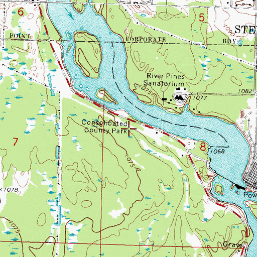 Topographic Map of Consolidated County Park, WI