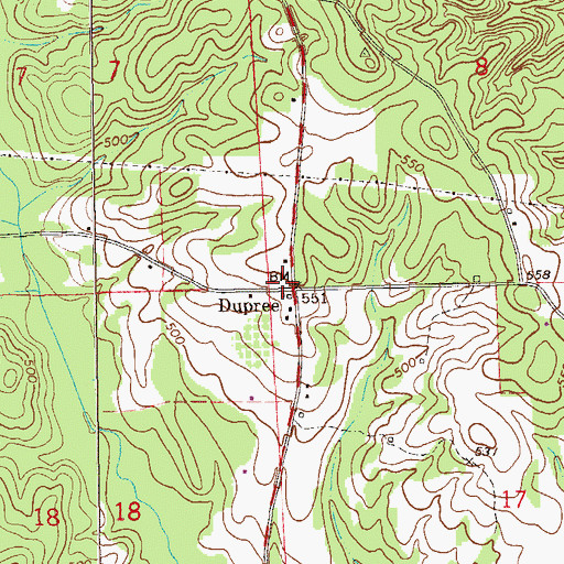 Topographic Map of Dupree, AL