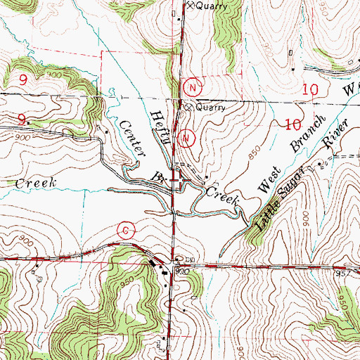 Topographic Map of Center Branch Hefty Creek, WI