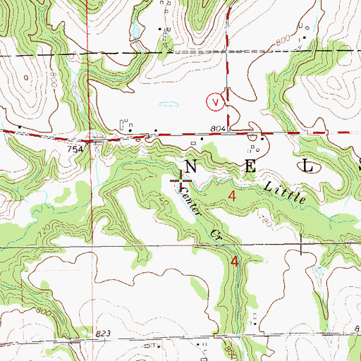 Topographic Map of Center Creek, WI