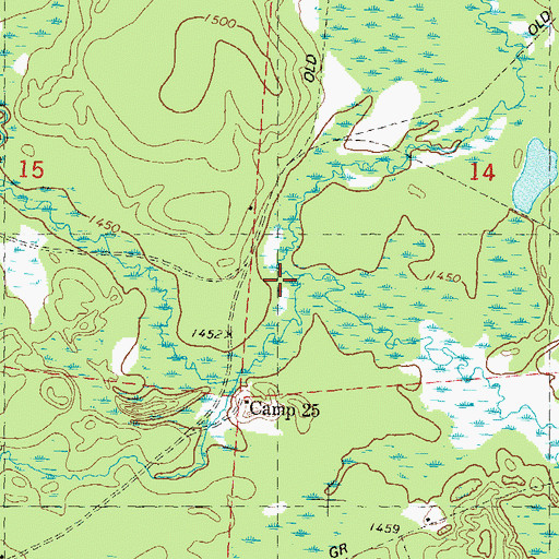 Topographic Map of Center Fork New Wood River, WI