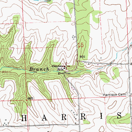 Topographic Map of Center School, WI