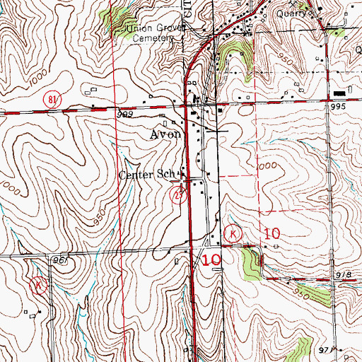 Topographic Map of Center School, WI