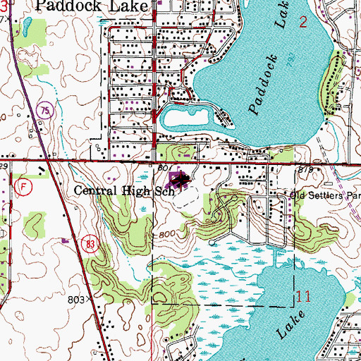 Topographic Map of Central High School, WI