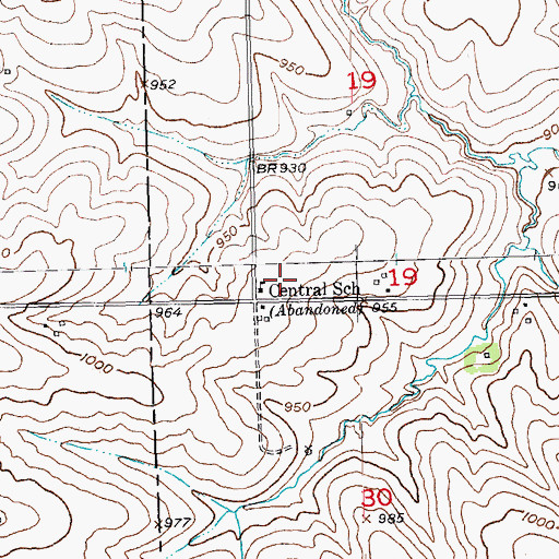 Topographic Map of Central School (historical), WI
