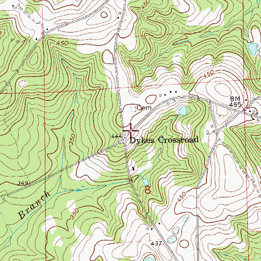 Topographic Map of Dykes Crossroad, AL