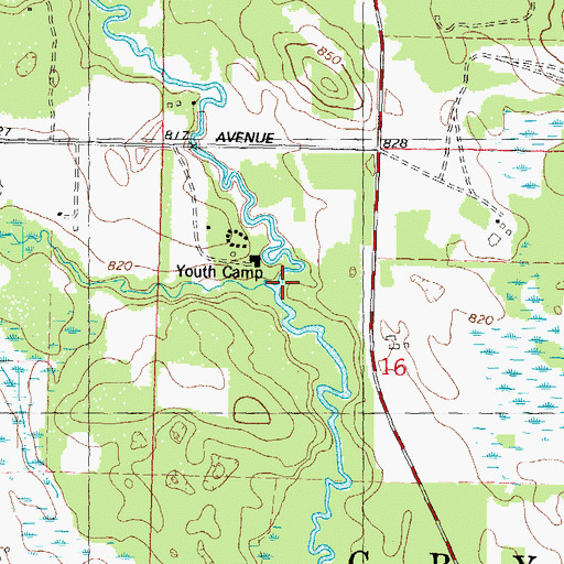 Topographic Map of Chaffee Creek, WI