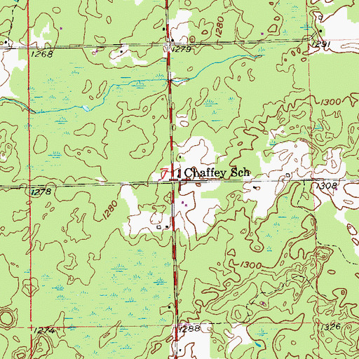 Topographic Map of Chaffey School, WI