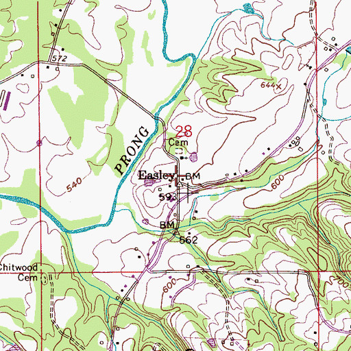 Topographic Map of Easley, AL