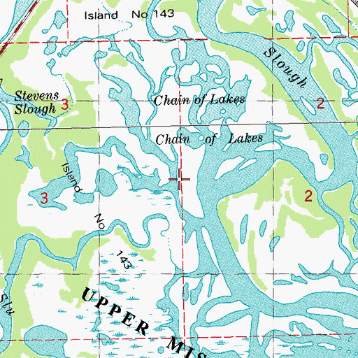 Topographic Map of Chain of Lakes, WI