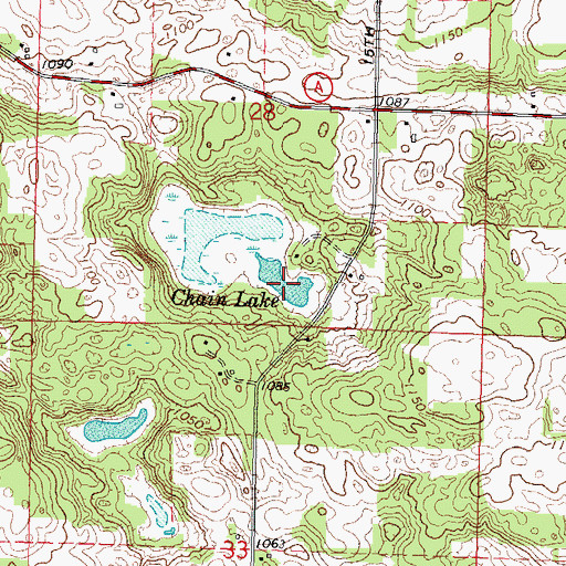 Topographic Map of Chain Lake, WI