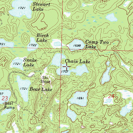 Topographic Map of Chain Lake, WI