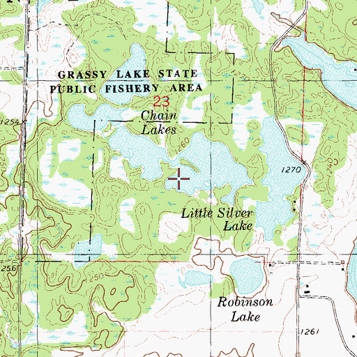 Topographic Map of Chain Lakes, WI