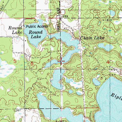 Topographic Map of Chain Lake, WI