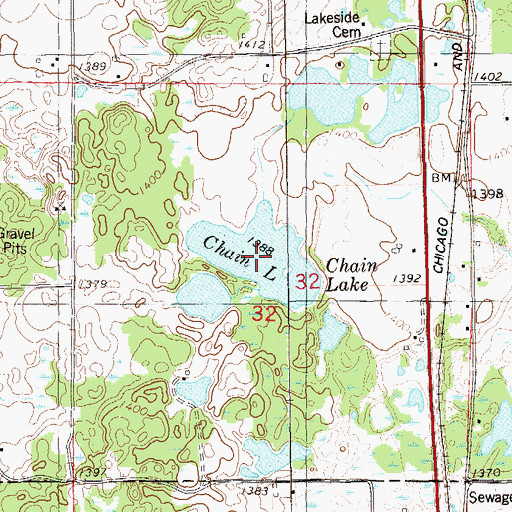 Topographic Map of Chain Lake, WI