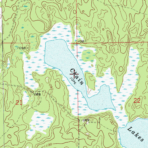Topographic Map of Chain Lakes, WI