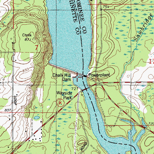 Topographic Map of Chalk Hill Dam, WI