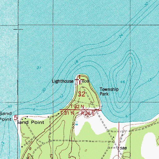 Topographic Map of Chambers Island Lighthouse, WI