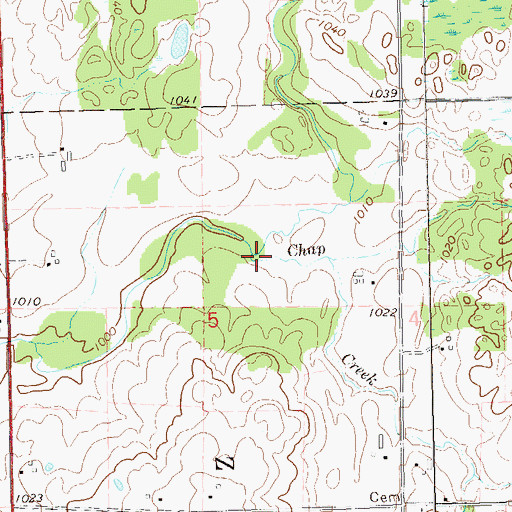 Topographic Map of Chap Creek, WI