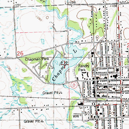 Topographic Map of Chapman Lake, WI