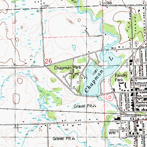 Topographic Map of Chapman Park, WI