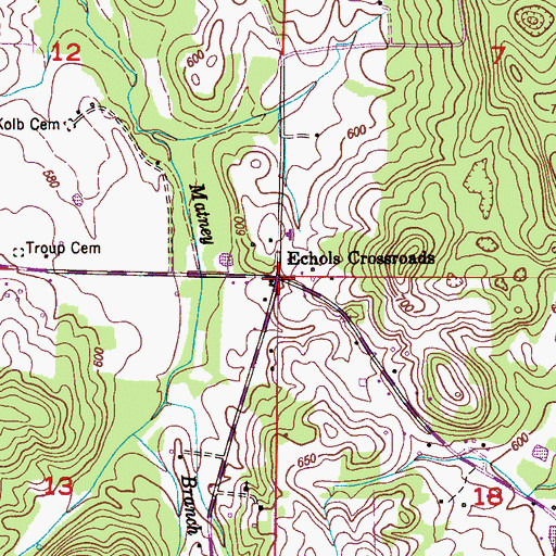 Topographic Map of Echols Crossroads, AL