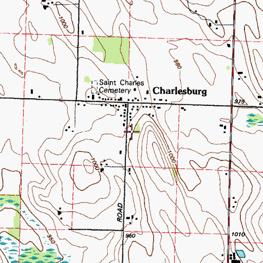 Topographic Map of Charlesburg, WI