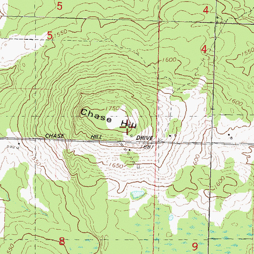 Topographic Map of Chase Hill, WI