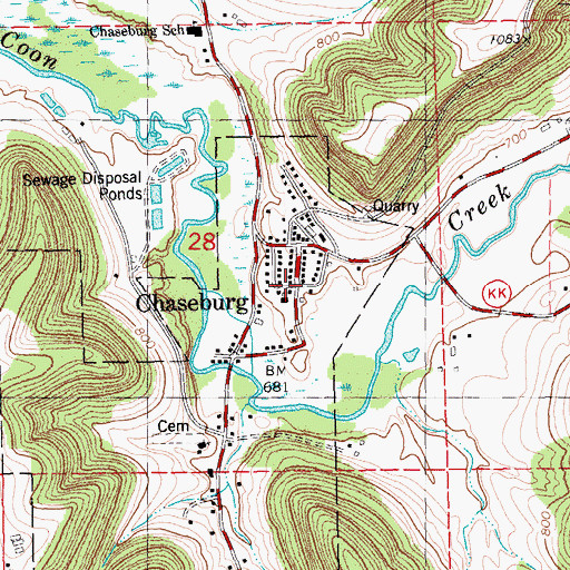 Topographic Map of Chaseburg, WI