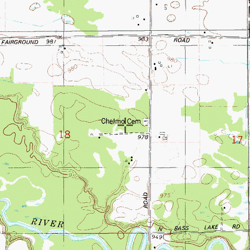 Topographic Map of Chelmo Cemetery, WI