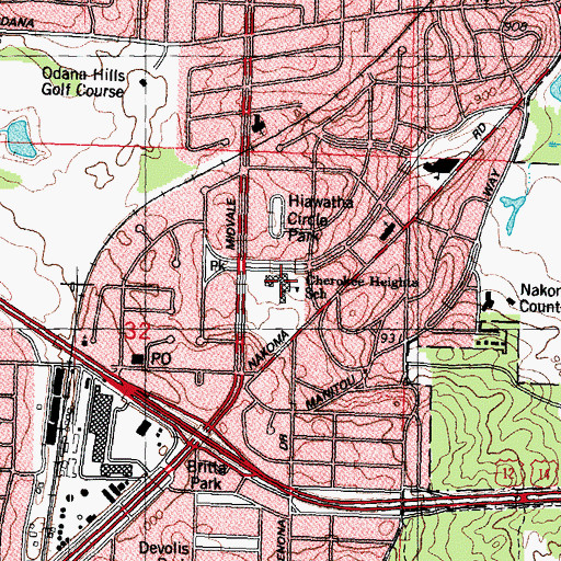 Topographic Map of Cherokee Heights Middle School, WI