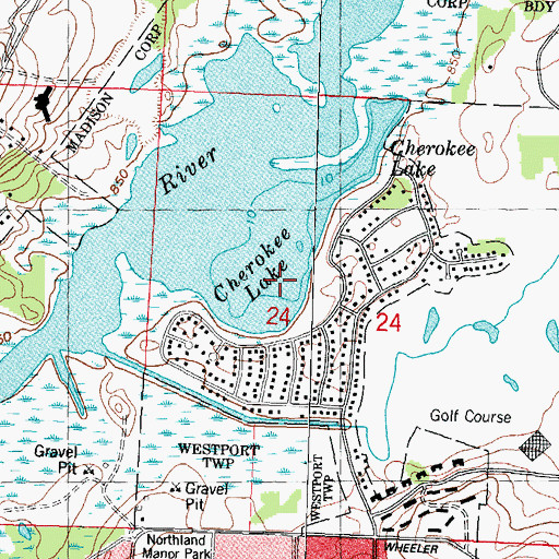 Topographic Map of Cherokee Lake, WI