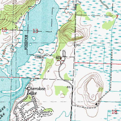 Topographic Map of Cherokee Park, WI
