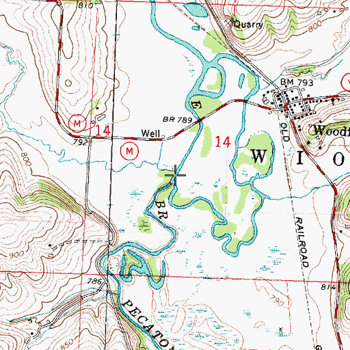 Topographic Map of Cherry Branch, WI