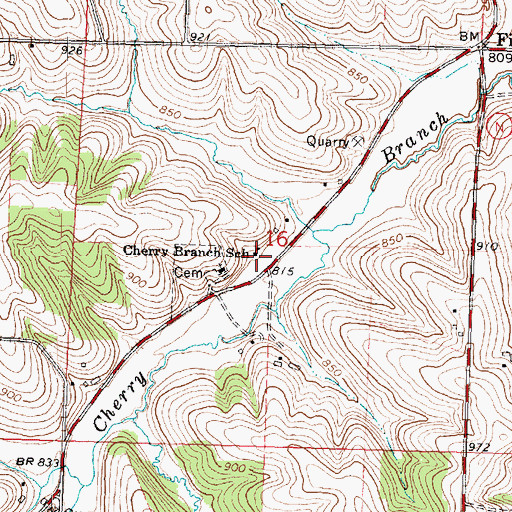 Topographic Map of Cherry Branch School, WI