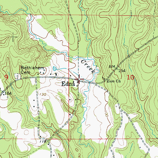 Topographic Map of Edna, AL