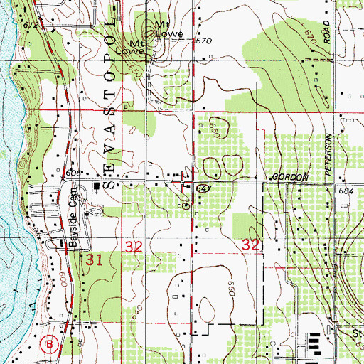 Topographic Map of Cherry School, WI
