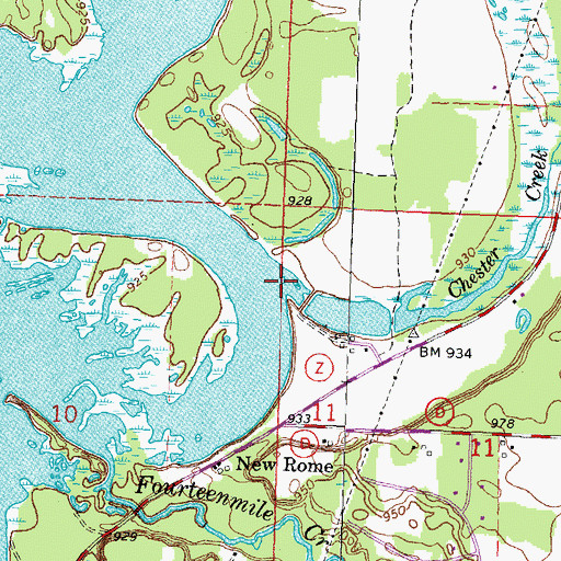 Topographic Map of Chester Creek, WI