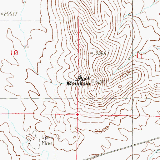 Topographic Map of Black Mountain, AZ