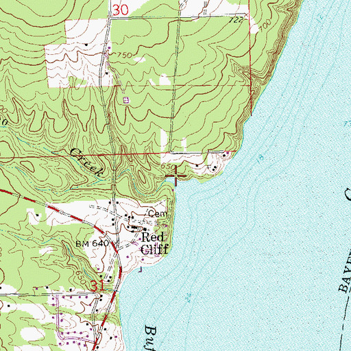 Topographic Map of Chicago Creek, WI