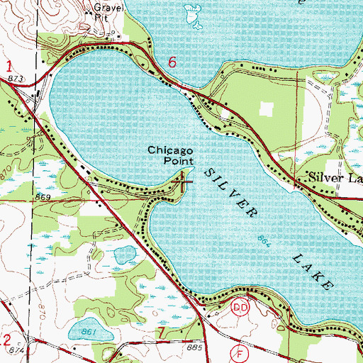 Topographic Map of Chicago Point, WI