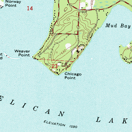 Topographic Map of Chicago Point, WI