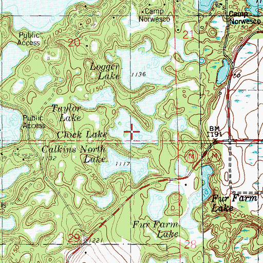 Topographic Map of Chick Lake, WI