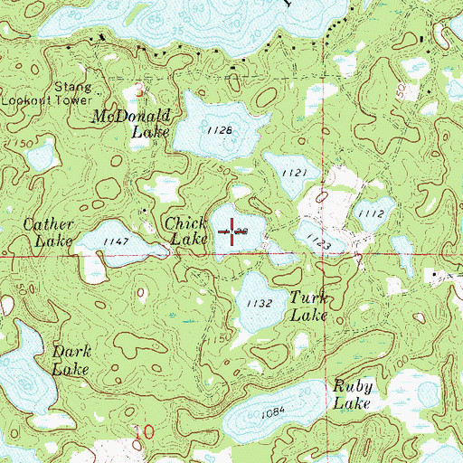 Topographic Map of Chick Lake, WI