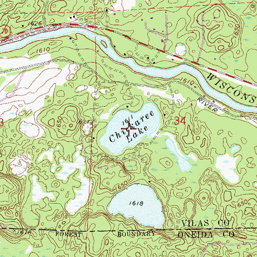 Topographic Map of Chickaree Lake, WI