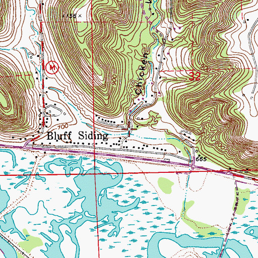 Topographic Map of Chicken Valley, WI