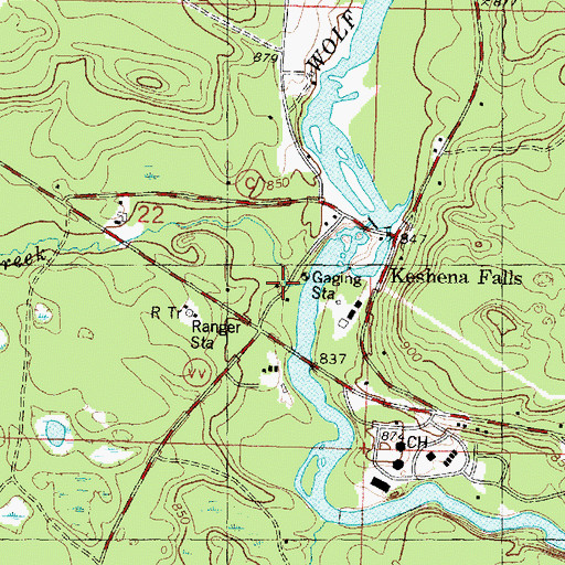 Topographic Map of Chickney Creek, WI